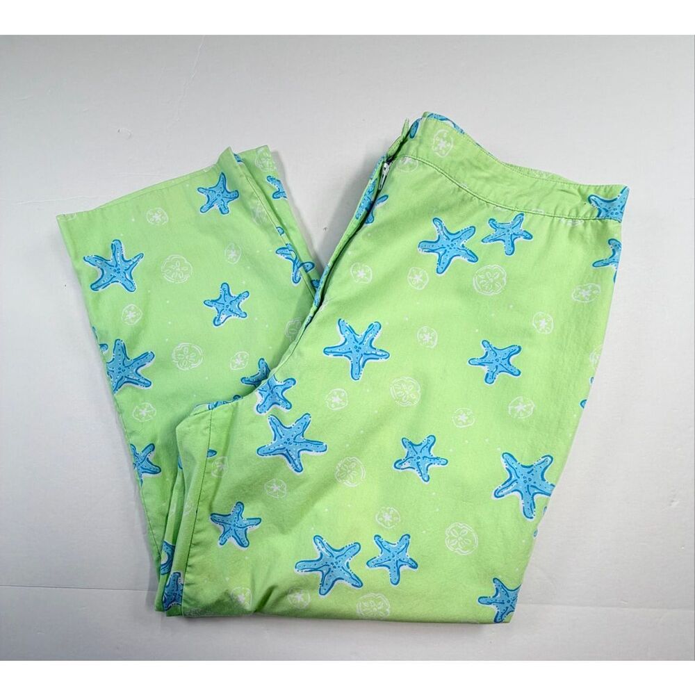 VTG Lilly Pulitzer Starfish Print Cropped Pant Womens Size 12 Resort Coastal